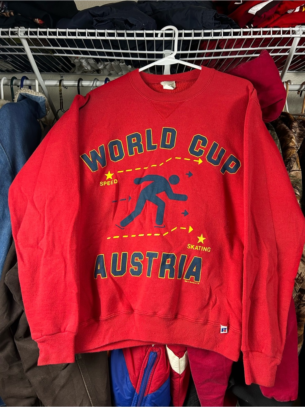 Russell Athletic Red 'World Cup Austria' Crewneck Sweatshirt